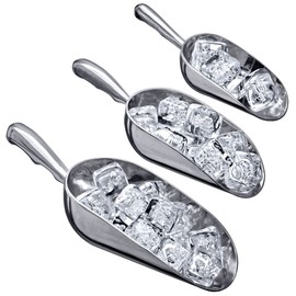 Amazing Abby - Elsa - Aluminum Ice Scoops (3-Piece Set), Cast Aluminum Utility Scoops, 5/12/24-Ounce Capacity, Food-Grade, Good for Home and Commercial Use, NOT Dishwasher-Safe, Hand-Wash Recommended