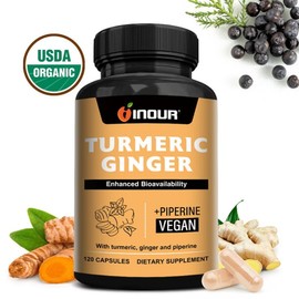 Turmeric Ginger 1300mg high content 60120 capsules Turmeric root 1000mg + ginger powder 300mg + black pepper 95% extract highly absorbent complex vegan capsule, 1 piece, 60 tablets / 강황 생강 1300mg 고함량 60120캡슐 강황뿌리 1000mg + 생강가루 300mg + 후추 95% 추출물 고흡수성 복합체 비건 캡슐, 1개, 60정