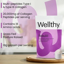 Wellthy Colágeno Péptidos 20,000mg 18g Proteína 15 Serv
