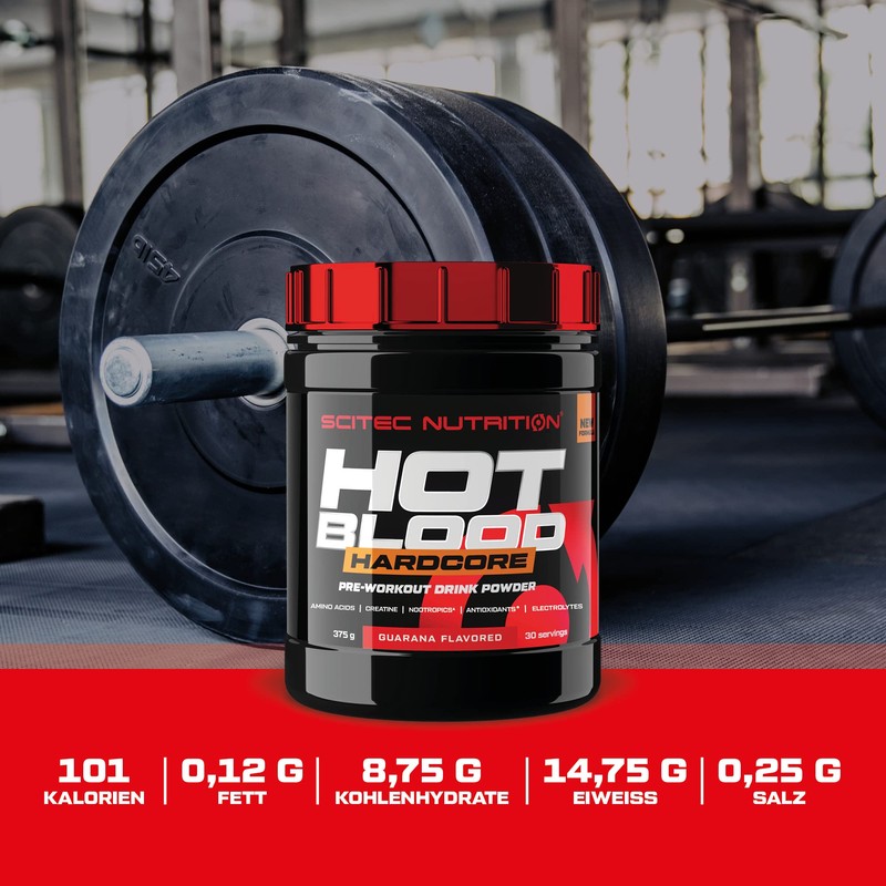 Scitec Nutrition Hot Blood Hardcore Pre-Workout Beverage Powder with Amino