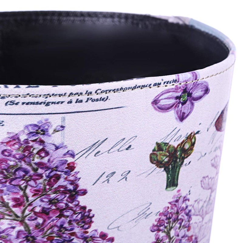 Scakbyer 10L/2.64 Gallon Trash Can Waterproof PU Leather Flowers Pattern