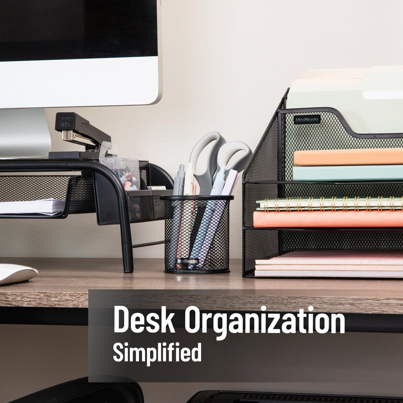 Mind Reader Pen and Accessories Holder, Desktop Organizer, Office, Metal