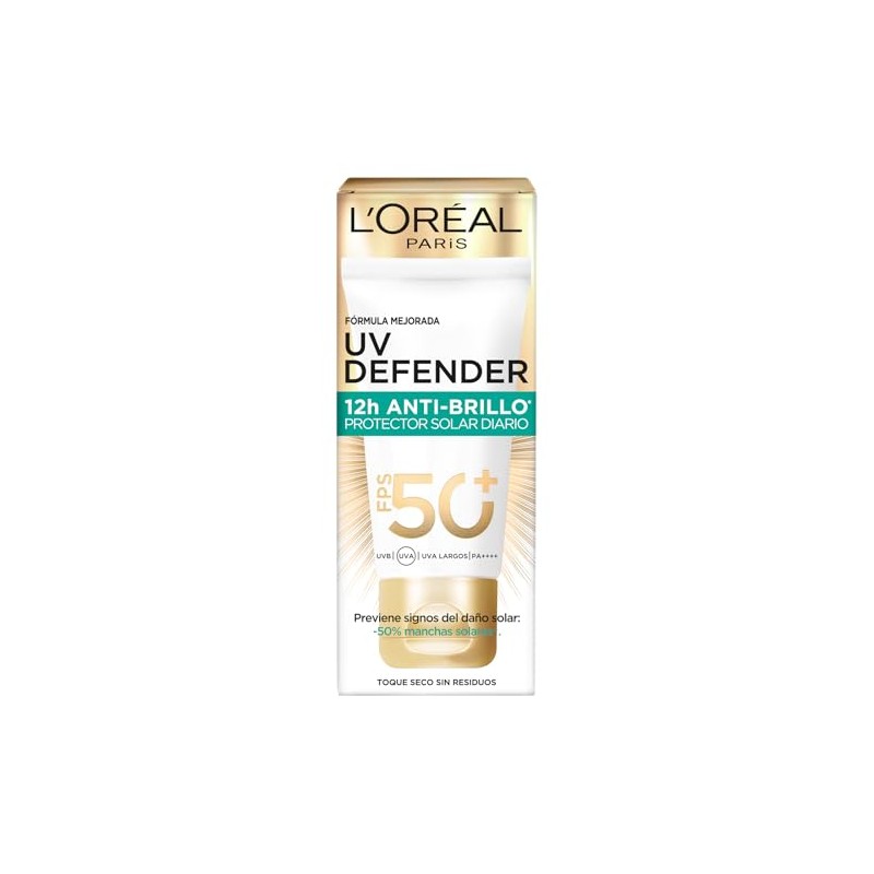 LOréal Paris Protector Solar Diario Anti-Brillo FPS50 UV Defender, 40ml