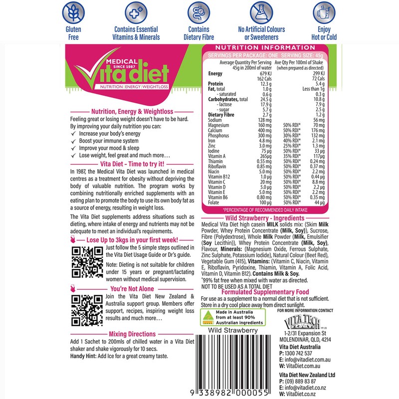 Vita Diet Strawberry Shake 14 Pack