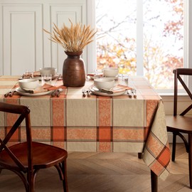 Elrene Home Fashions Autumnal Harvest Jacquard Woven Fall Foilage Thanksgiving Cotton Tablecloth, 60"x84" Rectangle