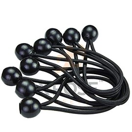 Xpose Safety Bungee Ball Cords 6" 10 Pack Heavy Duty Black Stretch Rope with Ball Ties for Canopies, Tarps, Walls, Cable Organization