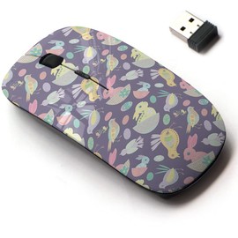 2.4G Wireless Mouse with Cute Pattern Design for All Laptops and Desktops with Nano Receiver - Easter Bunny