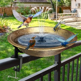 WANGIRO Deck Mounted Bird Bath for Outside,Detachable Birdbath Bowl with Sturdy Clamp,Easy Setup Outdoor Bird Feeder for Verandahs Garden Patio Lawn Decoration 11.4 in.Antique Bronze