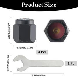 CREATCABIN 4pcs Tire Stem Valve Caps Hexagon Dinosaur Wheel Valve Caps Black Aluminum Tires Air Stem Covers Wheel Dust Proof Air Protection Covers Universal for Car SUV Motorcycle Bike 0.43×0.47in