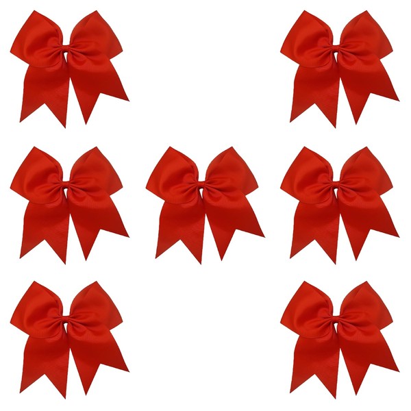 Cheer Bows Red Cheerleading Softball - Gifts for Girls and Women Team Bow with Ponytail Holder Complete your Cheerleader Outfit Uniform Strong Hair Ties Bands Elastics by Kenz Laurenz (7)