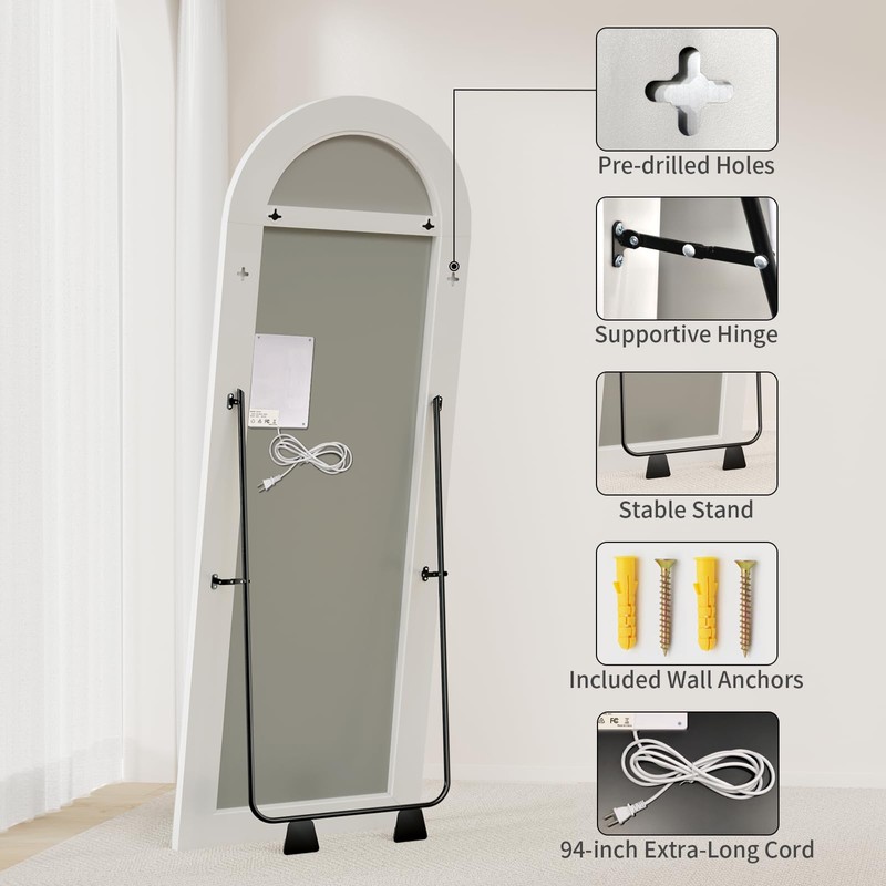 Koonmi Full Length Mirror with LED Lights 56"x20"