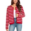 Oyamiki Women's Cropped Button Down Stripe Jumpers Red Cardigan Crew-Neck