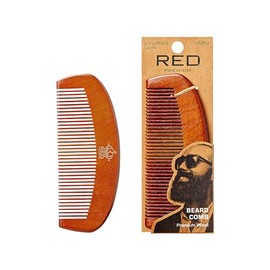 RED by Kiss Peine largo para barba de madera de alta calidad, fácil de desenredar y peinar, diseño duradero para cabello suave de barba y bigote, sin 