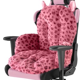 DOBUONO Comfy Office Chair Cushion: 17.5" L x 17.5" W x 18" H Cute Chair Cushion Kawaii Gaming Chair Cushion with Backrest Non-Slip Floor Seating for Adults and Pets Pink Stuff for Room Decor