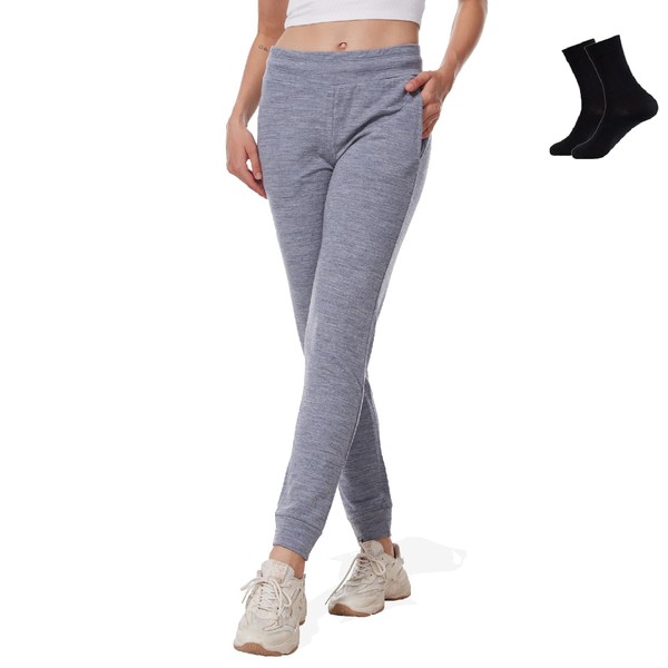 MERINNOVATION Women's Merino Wool Jogger Pant Thermal Sweatpant for Running