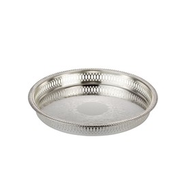 H.Bauer jun. Large round silver tray with high rim, diameter 28 cm