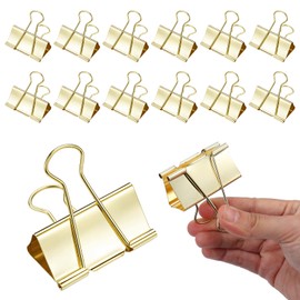 Frienda 12 Pack 2 Inch Extra Large Binder Clips, Big Paper Clamp,Gold