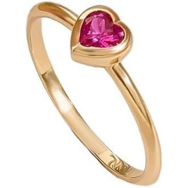 14k Gold Tiny Heart Ring, Solid Gold Ruby Promise Ring, Dainty Stack Ring, Bezel Gemstone Pinky Rings for Women, Delicate Birthstone Band (10)