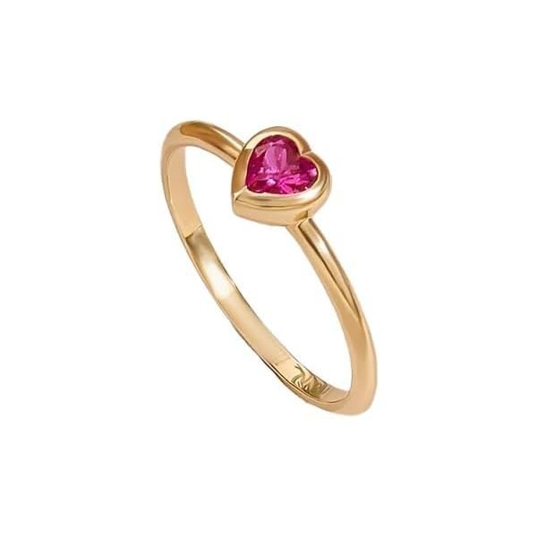 14k Gold Tiny Heart Ring, Solid Gold Ruby Promise Ring,