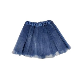 Genérico Tutú de Tul para niña de 3 Capas Blanco con Encaje para Danza, Gimnasia o Disfraces, Escolar Azul Marino