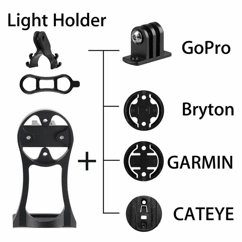 TOTMOX 3 in 1 Bicycle Computer Mount Holder Headlight Clamp