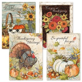Current Autumn Colors Thanksgiving Greeting Cards Set - Themed Holiday Card Variety Value Pack, Set of 8 Large 5 x 7-Inch Cards, 4 Unique Designs, Envelopes Included, Art by Susan Winget