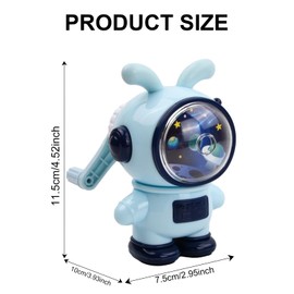 Manual Sharpener, Pencil Sharpener, Pencil Sharpener with Crank, 3 Thickness Modes, Sharpener with Container, for Office, Classroom and Home, Astronaut Pencil Sharpener for 6-8 mm Pens