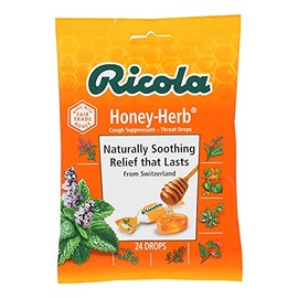 Ricola Honey Herb Cough Suppressant Throat Drops | Naturally Soothing Long-Lasting Relief - 24 Count (Pack of 12) Bags