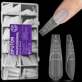 ZIFUTON 288 Stück Gelnägel Nagelspitzen mit Hilfslinien,Full Cover Nail Tips Ballerina,12 Größen Künstliche Nägel Nageltips für Gelnägel,Vorpolierte Künstliche Nagelspitzen für Salon,Nail Art