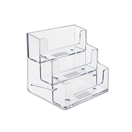 3 Pocket Premium Clear Acrylic Business Card Holder (1 Pack)