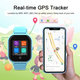 wonlex Kids Smart Watch with GPS Tracker and Calling, 4G Smartwatches Girls Boys with SIM Card SOS Camera Voice Video Call School Mode for Kids Children Aged 4-12 (Light Blue)