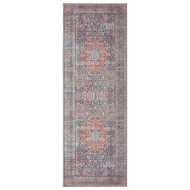 Bloom Rugs Washable Non-Slip 12 ft Runner - Multicolor Traditional Medallion Runner for Entryway, Hallway, Bathroom, and Kitchen - Exact Size: 2.5' x 12'
