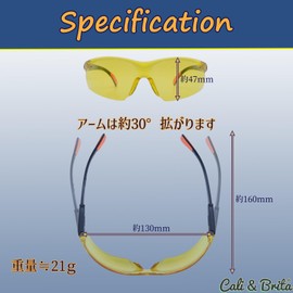 Cali&Brita Protective Glasses for Hobby Production!>Yellow Lenses, High Contrast, Bright Looks, Light and Dark, Lightweight, Polycarbonate, Cutting, Polishing, Plamo Making, DIY, Hair Cut, Gardening