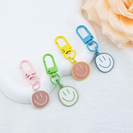 ICHRATI 4 Pcs Smile Expression Keychains for Women Bag Charms Cute Key Chains Car Holder Keys Pendant for Purse Handbag Bag Decoration Teen Girl Decor