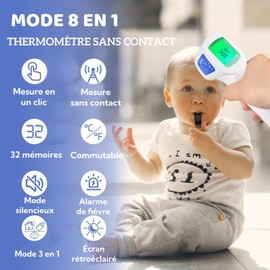 Berrcom Fever Thermometer, Contactless Infrared Forehead Thermometer for Babies, Children, Adults, Digital Medical Thermometer, 3-in-1 with Instant Accurate Readings, Fever Alarm
