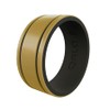 QALO Men's Rubber Silicone Ring, Metallic Striped Strata, Comfort Fit,