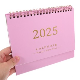 AOKWAWALIY 2025 Desk Calendar Standing Flip Desktop Calendar from July 2024 to December 2025 Stand up Desk Calendar 7.4x6.4 Inch with Twin-Wire Binding Pink