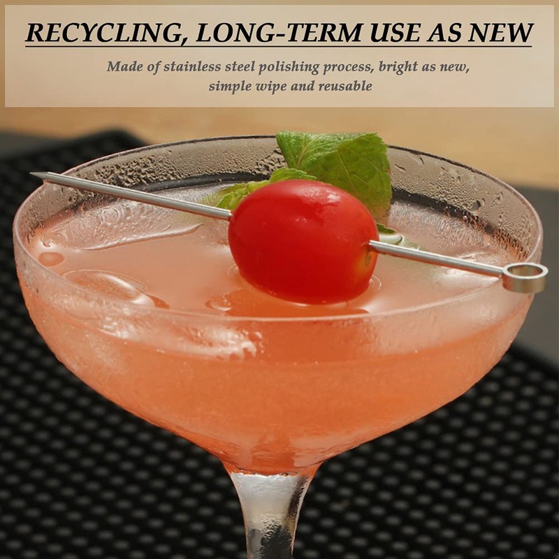 BATINO 16Pcs Metal Cocktail Sticks, Reusable Cocktail Sticks for Drinks