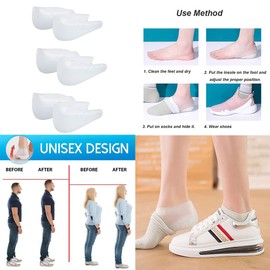 Magik Concealed Footbed Enhancers Invisible Height Increase Silicone Heel Insoles (1 Pack, 6cm/2.36'')