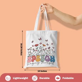 CFGBFDGH Speech Therapy Tote Bag, Speech Therapist Gift Aesthetic Tote Bag, SLP gifts Shoulder Bags College Shopping Beach Reusable Grocery Bags Christmas Graduation Gifts for Coworker Women