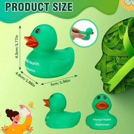 Meooeck 198 Pcs Mental Health Awareness Items Include Green Rubber Ducks, Football Stress Balls, Green Ribbon Ballpoint Pens, Mental Health Stickers for Therapist Gift Supporting Minds Stop The Stigma