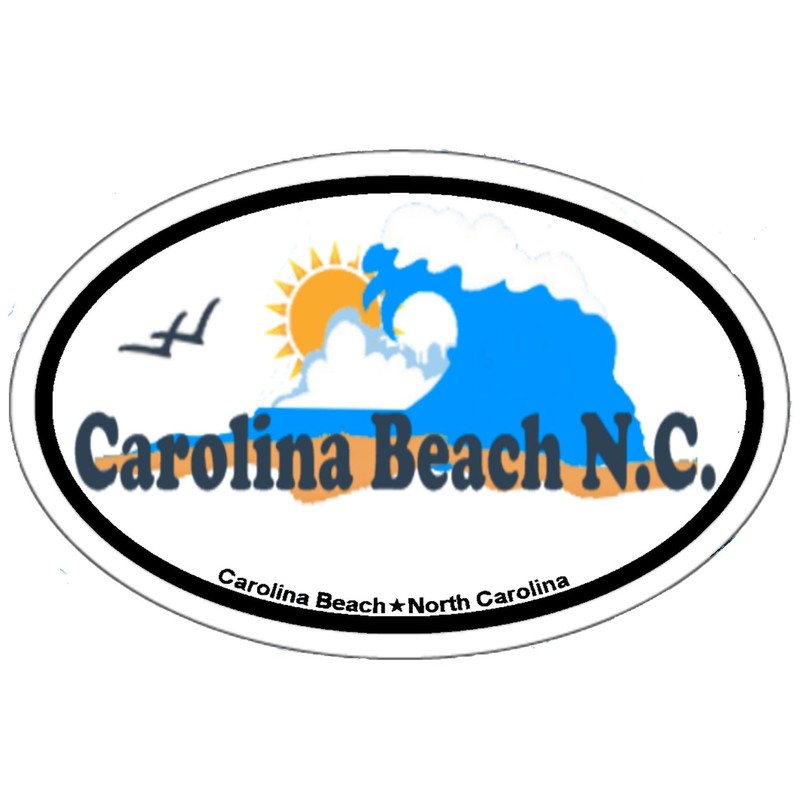 CafePress Carolina Beach NC Waves Design Oval Car Bumper Sticker