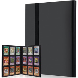 Bamyli 9 Pockets Trading Card Binder,20 Pages Holding 360 Cards PP Material Trading Card Album Card Collection Folder with Elastic Strap for Football Cards,Collectibles and Gaming Cards (Black)