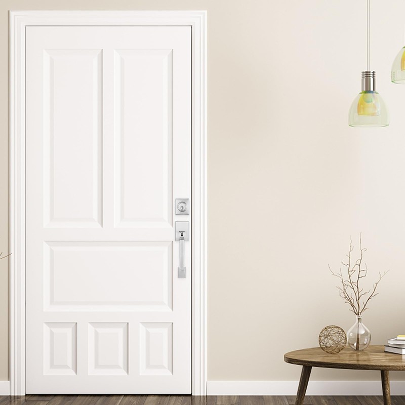 Haidms Brushed Nickel Front Door Handle and Deadbolt Set, Entry