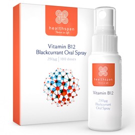 Healthspan Healthspan Vitamin B12 Mundspray | 250 g B12 | Johannisbeergeschmack | Schnelle Aufnahme | Energie und Immunsystem Boost | Untersttzt den Stoffwechsel | Vegan | 30 ml