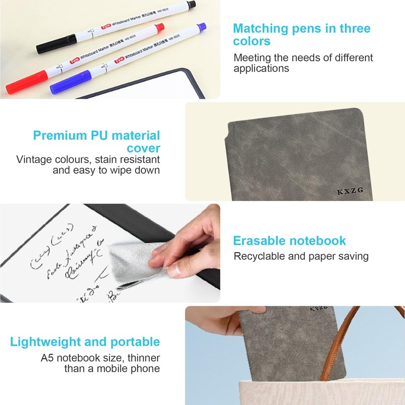 Elezeal A5 Dry Erase Whiteboard, Portable Small Whiteboard Notebook Notepad,