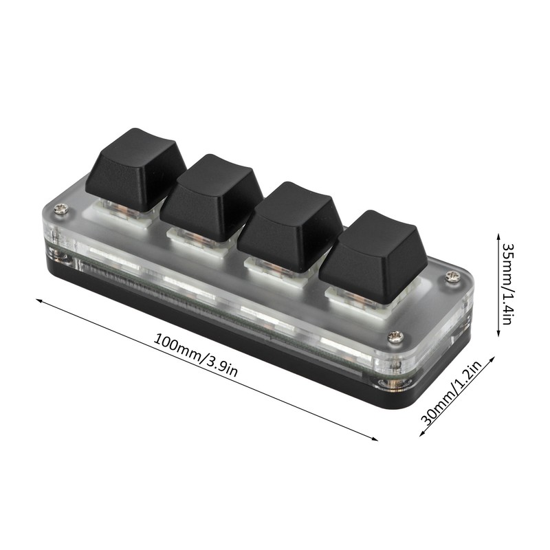 Mini 4 Key Gaming Keyboard Mechanical Keypad Type C to