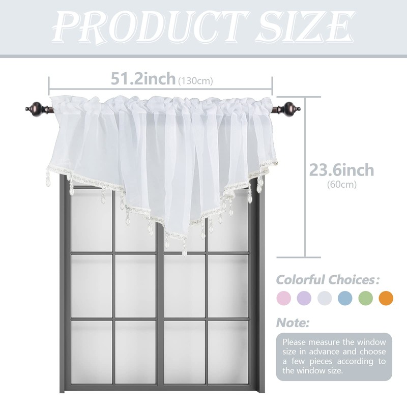 Beaded Sheer Windows Valance 130 cm W x 60 cm