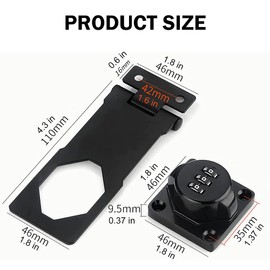 Mechanical Password Rotary Hasp Locks, Door Security Slide Latch Lock for Small Doors, Cabinets, Barn Door, Bathroom, Outdoor, Garage, Garden (Black)