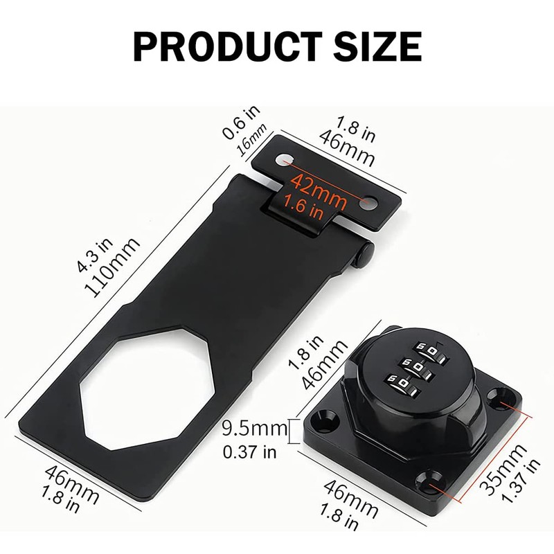Mechanical Password Rotary Hasp Locks, Door Security Slide Latch Lock